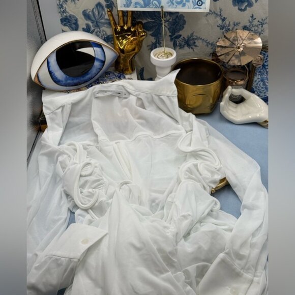 🆕 CHRISTOPHER ESBER 🧿 NWOT Venus Plunge Shirt Maxi Dress, White - Sz AU6 US 2 - Picture 11 of 16